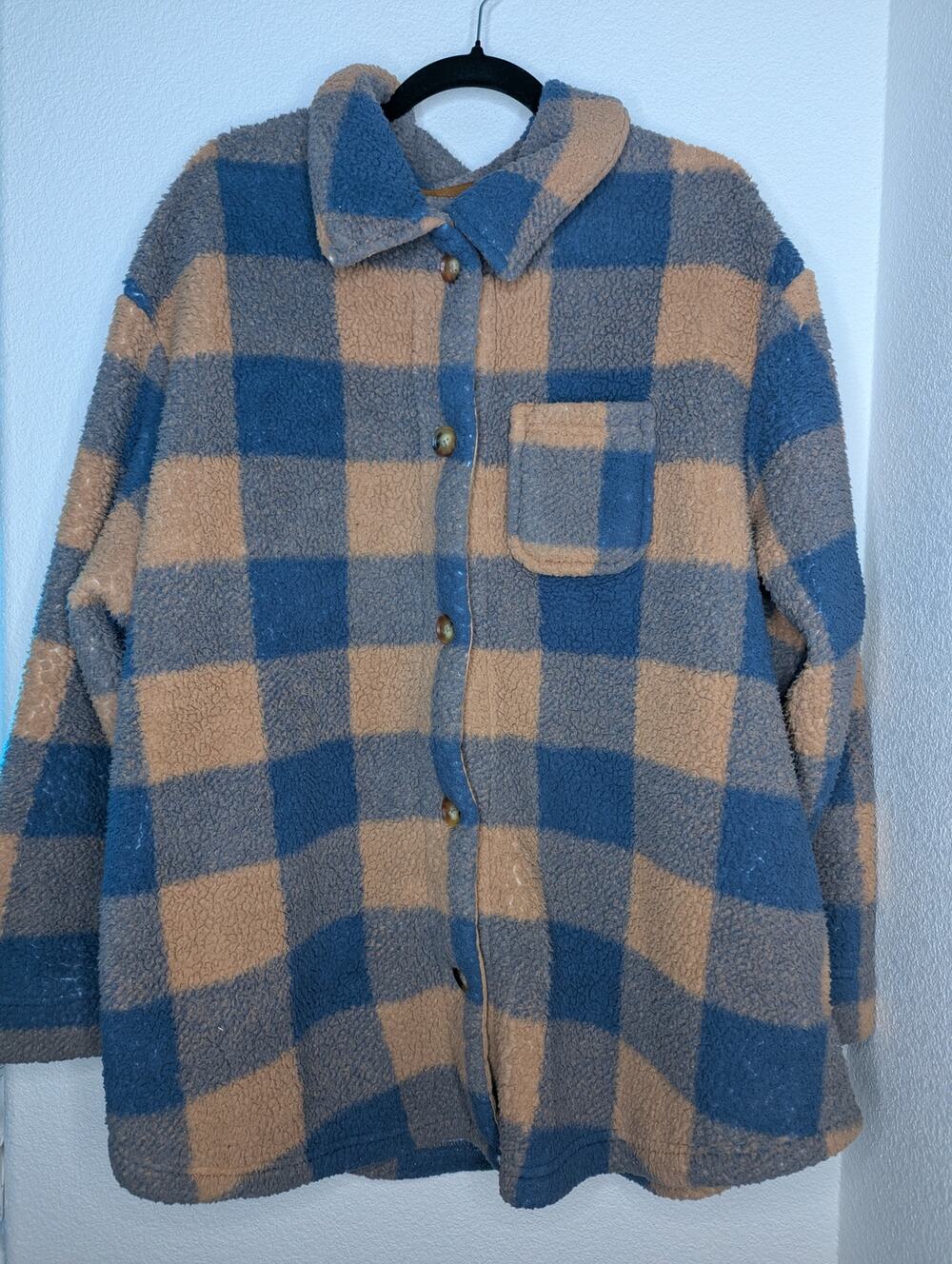 Ugg Koolaburra Women's Sherpa Plaid Oversized Shacket 3X Cozy Soft Cottagecore